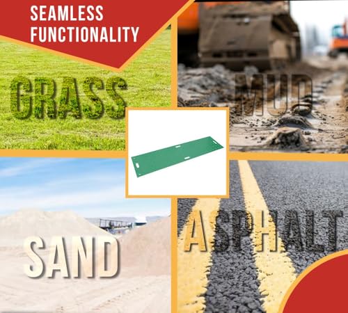 Mytee Products 5 Pk 2' x 8' Green Ground Protection Mats with Double Sided Diamond Plated Tread Design - High Density Polyethylene Mat, Easily Supports 50 Ton Loads on Lawns, Dirt, and Any Other Areas - color: Green, size: 2 x 8 Feet, style: 5 - Pack