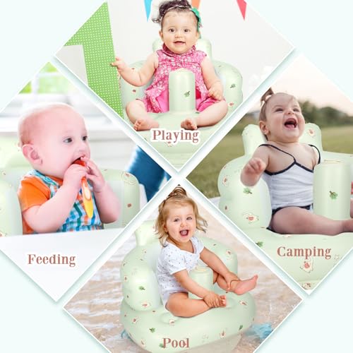 AirSwim Inflatable Baby Seat, Inflatable Baby Chair for Babies 3 Months and Up, Summer Blow Up Chair with Built in Air Pump, Infant Floor Seats for Learning to Sit, Palying, Camping, Elephant - color: Elephant