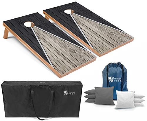 Tailgating Pros Lightweight Pyramid Design Cornhole Board Set w/LED Ring Lights - 4'x2' Regulation Cornhole Game - color: Grey/Grey