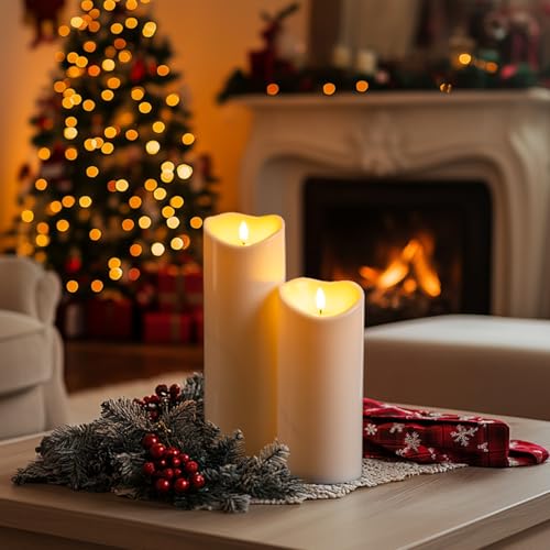 Homemory 4"x6" Outdoor Waterproof Flameless Candles with Timers and Remote Control, Battery Operated Candles, LED Plastic Candles, Ivory White, Set of 2 - color: Ivory White, size: 4"x6"