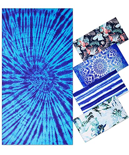 Genovega Oversized Terry Beach Towel 36 x 72 in Soft Extra Large XL Big Pool Towels Adults Clearance Blanket Travel Essentials Cruise Accessories Must Haves Vacation Stuff Lounge Chair Cover Bohemian - color: Bohemian Blue