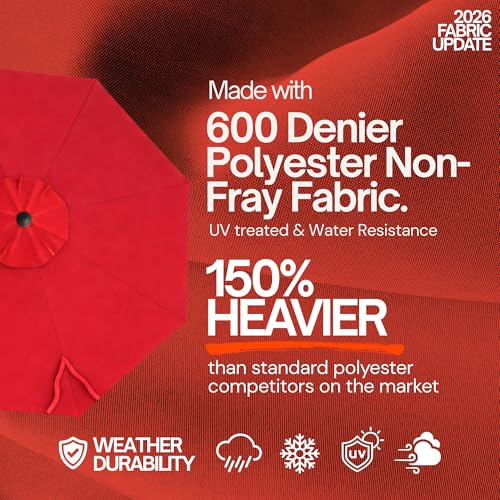 Formosa Covers 9ft 8-Rib Boho Replacement Umbrella CANOPY ONLY with Tassel Fringe Valance — 600D Polyester, UV-Treated, Fits Market Patio Frames (Red) - color: Tassel Red