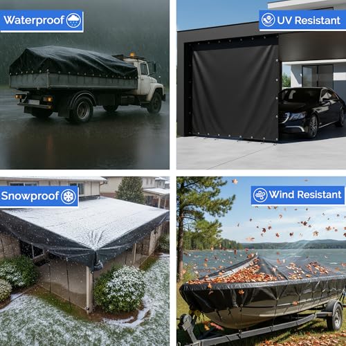Covers & All Heavy Duty Waterproof Tarp – 18 Oz PVC Polyester Vinyl Tarp, Tear & UV Resistant with Reinforced Edges & Grommets for Industrial, Construction & Equipment Coverage (10 ft x 20 ft, Black) - color: Black, size: 10' H X 20' W