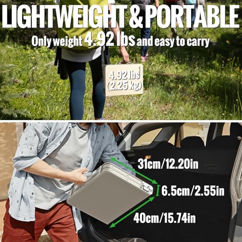 GARLLEN Waterproof Camping Table with High-Density Plastic Tabletop, Portable Folding Picnic Table with 3 Adjustable Height, Aluminum Frame Outdoor Table for BBQ, Camping, Indoor Use, 22.8"L x 15.7"W - color: White