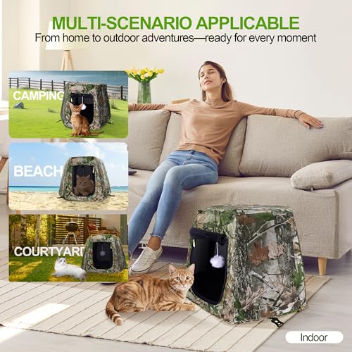 Cat Tent for Small Medium Large Cats, Pop Up Dog Enclosure for Small Dogs, Portable Pet Tent with Cat Ball, Indoor Puppy Tent and Kitten Tent for Camping Beach Outdoor 23.6x23.6x16.5 inch (Size S) - size: S 23.6x23.6x16.5 inch