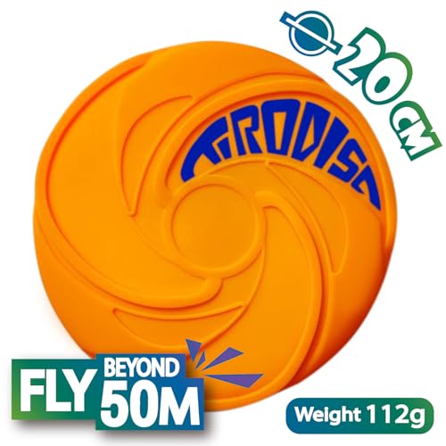 AMAZING TOYZ Tirodisc Foldable Frisbee for Kids & Adults, 20cm Soft Silicone Flying Disc - Portable Pocket-Sized Outdoor Waterproof Toy for Beach, Park, Pool Games | Easy Clean & Safe Catch - color: Orange