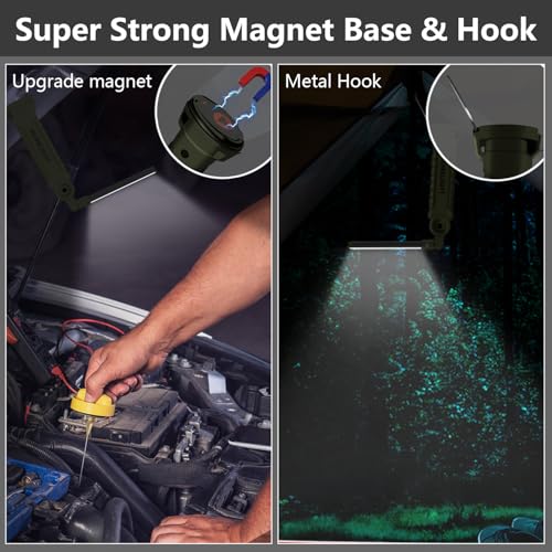 Working Light Portable, Rechargeable Work Lights with Magnetic Base Hanging Hook,360° Rotate 5 Modes,COB LED 700 Lumens Foldable Inspection Light for Car Repair, Grill and Outdoor Use(4pack) - color: Green*4