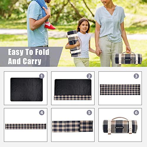 G GOOD GAIN Waterproof Picnic Blanket Portable with Carry Strap for Beach Mat or Family Outdoor Camping Party (Brown) - color: Slate