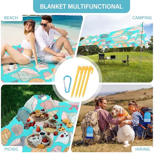 Beach Blanket 78''×110'' Suits 1-7 Adults Waterproof Sandproof Lightweight Oversized Large Picnic Mat Blanket for Beach Travel Camping Picnic Hiking - color: Conch, size: 9'2" x 6'6"