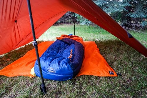 VIAM Outdoors | Multi Cloth Waterproof Ultralight Lightweight Backpacking Camping and Survival Tarp | 1.9oz Orange | Measures 54 inches by 72 inches | has Stake Loops and Guy line Loops - color: Multi-cloth