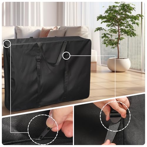 Extra Large Outside Folding Chair Storage Bag with Zipper and Handles, 600D Folding Chair Carry Bag for Zero Gravity Chair Cover, Portable Folding Lounge Chair Carrying Bags, 43" L x 11" W x 29" H - color: Black - 2 Pack