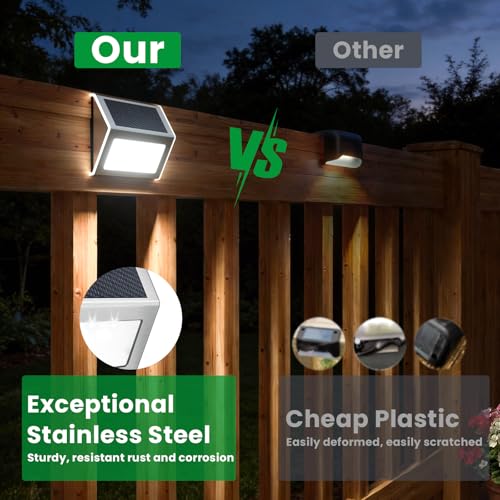 JSOT Solar Stair Lights Outdoor - 16 Pack Fence Lights Solar Powered-Waterproof Stainless Steel Step Light for Walkway Patio Garden Backyard - Cool White - color: Cool White-16Pack