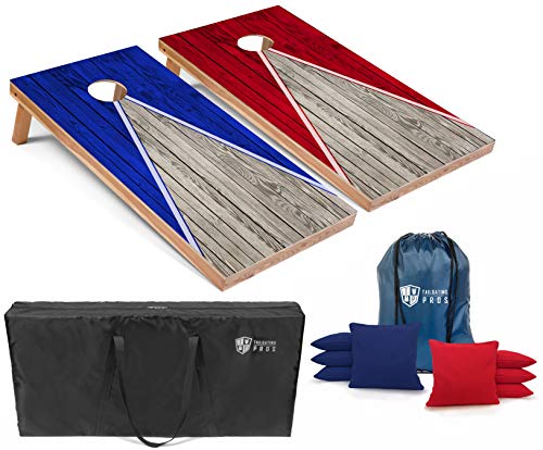 Tailgating Pros Lightweight Pyramid Design Cornhole Board Set w/LED Ring Lights - 4'x2' Regulation Cornhole Game - color: Royal/Red