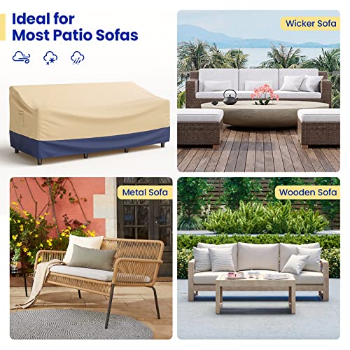 Tangkula Patio 3-Seater Waterproof Outdoor Deep Sofa Cover with Padded Handle & Click-Close Straps, Air Vent, Heavy Duty PU Couch Cover, 77" W x 43" D x 29.9" H - size: 77" W x 43" D x 29.9" H