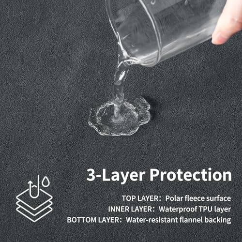 QiyI Waterproof Blanket for Bed King Size, Washable Reversible Bed Cover, Large Leakproof Stain-Resistant Furniture Protector for Travel & Camping, 80"x90", Dk Grey/Lt Grey - color: Dark Grey/Silver Grey, size: 80"×90"