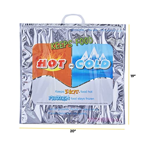 Superio Hot and Cold Insulated Bags for Food Delivery, Grocery Shopping Bags, Food Storage for Hot and Frozen Food for Travel, Disposable Cooler Bag, Reinforced Thermal Lunch Bag (4, 20"x19") - color: 4 Pack, size: X Large (Grocery Size)