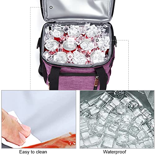 MOV COMPRA Purple Lunch Bag Women, Expandable Insulated Lunch Box for Work, Large Lunch Bag Leakproof Lunch Box Cooler Bag（Purple） - color: Purple