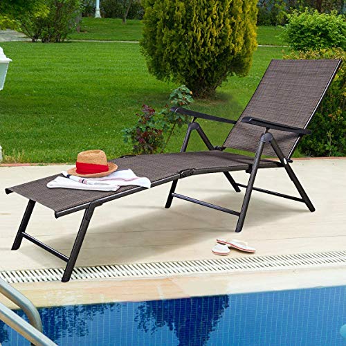 S AFSTAR Patio Chaise Lounges, Outdoor Reclining Lounge Chairs with Adjustable Backrest & Heavy Duty Steel Frame, Recliner Chair for Poolside Lawn Backyard (1)