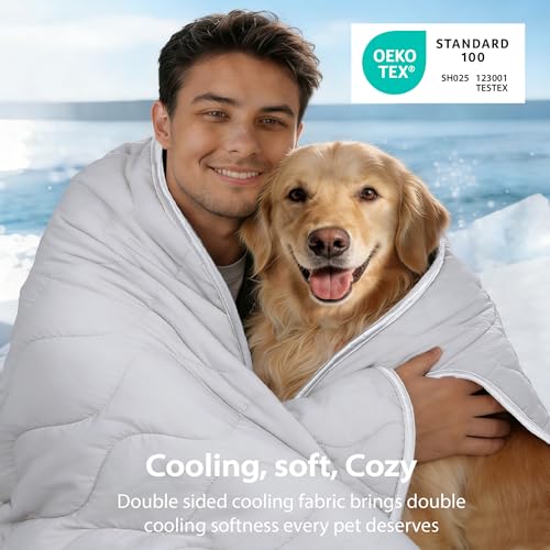 Cooling Blanket for Dogs - Q-MAX>0.4 Waterproof Pet Throw Blanket Bed Cover, Non-Slip Dog Blankets for Couch Protector, Washable Furniture Cover for Summer, Gray,60x80 - color: Grey, size: 60x80 Inch