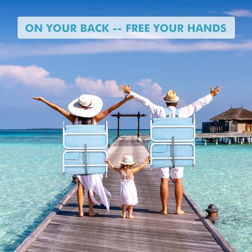 3 in 1 Women Comfort Backpack Beach Tanning Lounge Chair with Cushion Face Hole Softer Padded Adjustable Washable, Layout Sun Chair for Adults Outside Reading Sunbathing Poolside, 6 Position, 2 Pack - color: Light Blue / 2 Pack