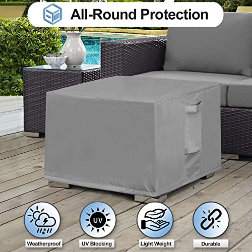 OutdoorLines Outdoor Waterproof Patio Ottoman Covers - Square UV-Proof Patio Side Table Cover Windproof Heavy-Duty Furniture Covering Protector 21L x 21W x 17H Inch, Grey - color: Grey, size: Square 21"l X 21"w X 17"h