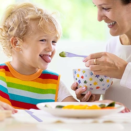 Reusable Travel Utensils Set with Case, 4 Sets Wheat Straw Portable Plastic Fork Spoons Knife Camping Cutlery, Eco-Friendly BPA Free Lunch Tableware for Kids Adults Picnic Work or Daily Use (Purple) - color: Purple