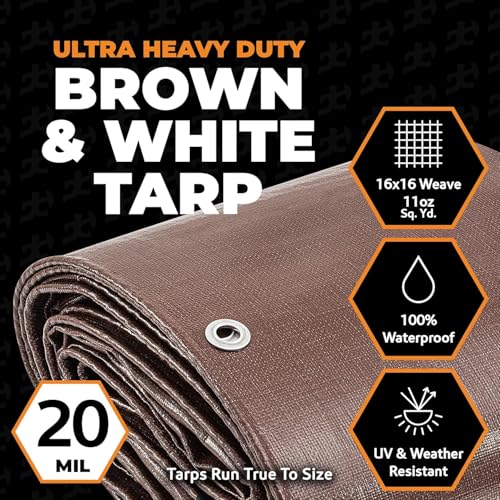Xpose Safety 8' x 10' Ultra Heavy Duty Tarp (6-Pack) - 20 Mil Waterproof Tarps for Camping, Outdoor Adventures & Tent Cover, UV Protection, Reinforced Corners, All-Weather Durability - size: 8' X 10' (6 Pack)