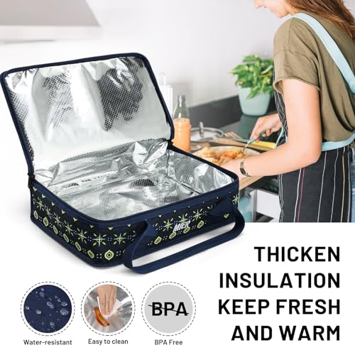 MIER Insulated Casserole Carrier for Hot or Cold Food Thermal Food Carrier Bag for Lasagna Potluck Parties Picnic Cookouts, Fits 9"x13" Baking Dish/Foil Pan, Deep Blue - color: Deep Blue, size: 16 x 10 x 4 inches