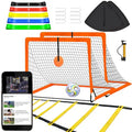 Soccer Goal for Backyard, 4'x3' Pop Up Football Goal, Target Practice for Young, Optional Soccer Equipment with Portable Goal, Soccer Training Mat/Cones/Resistance Bands/Agility Ladder - style: Goal*2, Resistance Bands Set*1, 20FT & 12 Rungs Agility Ladde