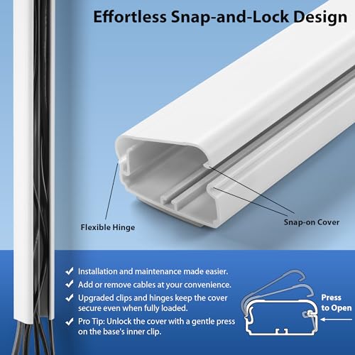Cord Cover Wall 32in, TV Cord Hider for Wall Mounted TV, Large Cable Hider Kit for 3-6 Cords, Wire Management Raceway, White Wire Hider Concealer, 2 x L15.8in, W1.5in H0.75in - color: White, size: W1.5in x H0.75in - L31.5in