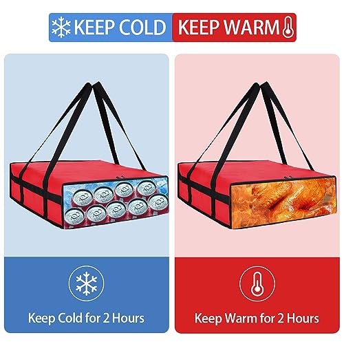 CIVJET Insulated Pizza Delivery Bag for Carry Hot, 20" x 20" x 6" Carrier Warmer, Insulated Food Delivery Bag, Insulated Grocery Cooler Bags for Catering/Drivers, Commercial Food Warmers（Red, 1Pk） - color: Red, size: 20 X 20 X 6 Inches
