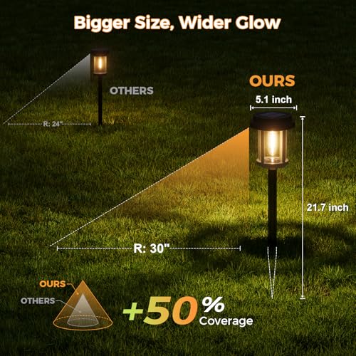 XMCOSY+ Solar Pathway Lights, 6 Pack Bright 20LM Solar Outdoor Lights, Solar Garden Lights with Metal Seeded Glass, Waterproof Landscape Lighting for Yard Path Lawn Walkway Driveway Backyard - color: Black & Grey, size: 6 Packs