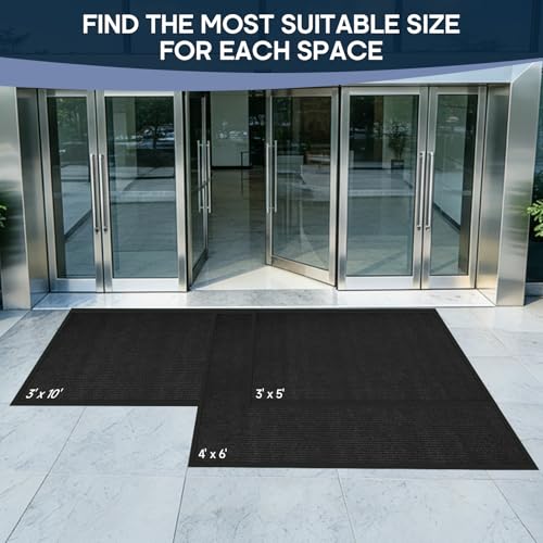 4'x6' Commercial Floor Mat, Heavy Duty Mat for Front Door, Business & High-Traffic Zones,Non-Slip Welcome Rugs for Entryway,Rubber Back,Low Profile Large Door Mats,Black Stripe - size: 4' x 6' (Rectangular)