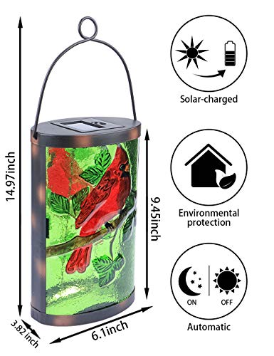 Hanging Solar Lantern Outdoor Decorative Waterproof LED Solar Cardinal Lights Tabletop Lamp for Outdoor Patio Garden - style: Red Cardinal