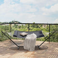Double Hammock with Stand,450lbs Capacity, 2 Person Cotton Rope Portable Hammock with Polyester Quilted Pad and Pillow,for Garden Yard,Camping and Patio.Dark Dray. - color: Dark Gray