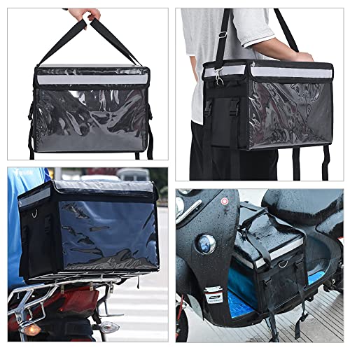 Insulated Bags For Food Delivery XL - 18.1" x 13.8" x 13.8", Commercial Insulated Food Delivery Bag w/ Divider, Waterproof & Foldable Catering Bag Food Deliveries, Delivery Pizza Bags 12 Inches - color: Black, size: 48 L