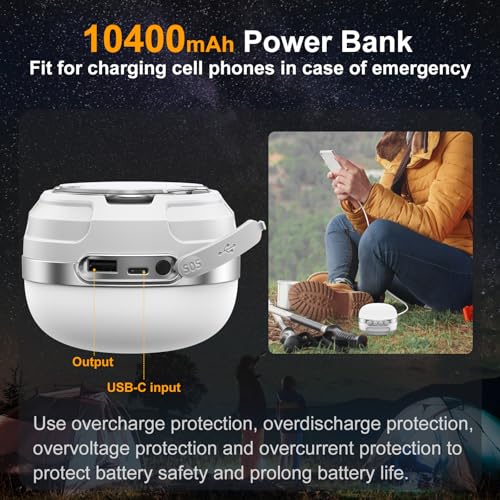 LED Camping Lantern Rechargeable 1400LM, Up to 420H Running Time Camping Tent RGB Light, 10400mAh Emergency Hanging Light for Hurricane, Power Outages, Home, Hiking, White - style: White Ultra