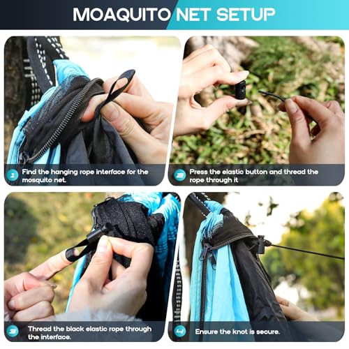 Camping Hammock Mosquito Net,Double & Single Portable Hammocks Hammocks with 2 Tree Straps,Hammock Tent for Travel Camping,Camping Accessories for Indoor Outdoor Hiking Backpacking Backyard Beach - color: Black & Blue, size: Large