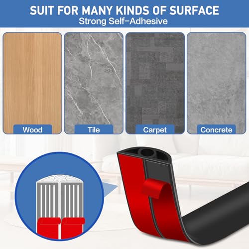 Floor Cord Cover Self Adhesive Cord Hider Floor Extension Cord Covers for Floor Power Cord Protector Cable Management Prevent Cable Trips Cable Cavity 0.32" W x 0.32" H (Black, 3.3Ft) - color: Black, size: 0.79" x 3.3'