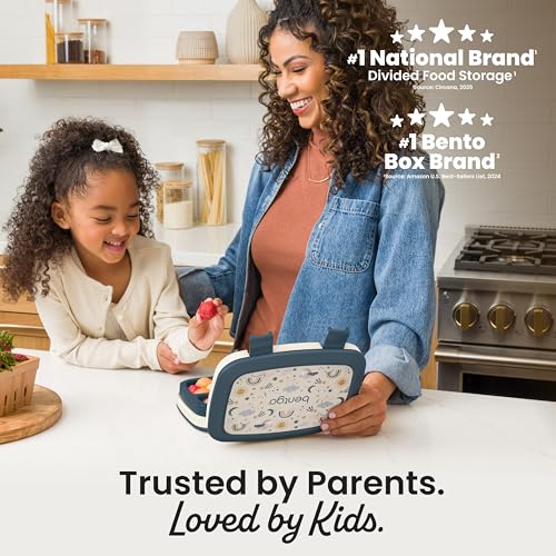 Bentgo Kids Prints Leak-Proof, 5-Compartment Bento-Style Kids Lunch Box - Ideal Portion Sizes for Ages 3-7, Durable, Drop-Proof, Dishwasher Safe, & PFAS & BPA-Free Materials (Friendly Skies) - color: Friendly Skies