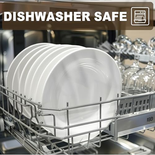 6 Sets 8 Inch Plate Set Unbreakable Lightweight Dessert Plates - White Dinner Plates Dishwasher Safe Outdoor Kitchen Kids Snack Plate Scratch Resistant Reusable Gift For Wedding Home Everyday Use - color: 8 in Plate White