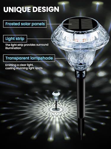 SOLPEX Solar Pathway Lights Garden Decor for Yard, Garden Lights Solar Powered Waterproof Landscape Lighting, Solar Outdoor Lights Porch Decor for Path Walkway Driveway (8 Pack Cold White) - color: Cold White, size: 8 PACK