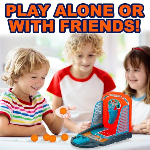 EXPRESSIONS Tabletop Basketball Game – Mini Desktop Basketball Hoop for Office, Work & Travel | Desk Game Toy Collection | Fun Office Basketball for Kids, Adults & Coworkers – Great Gift - style: Basketball