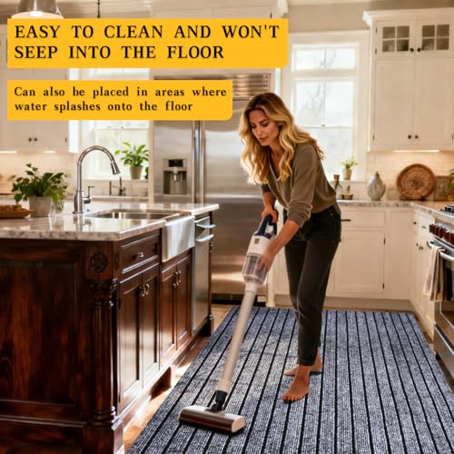 2x8 ft Outdoor Runner Rug, Non-Slip Indoor Outdoor Carpet Runner with TPR Backing, Waterproof Mat for Hallway, Kitchen, Patio, Garage, Deck, Entryway, Grey Wide Stripes - color: Gray Wide Stripes, size: 2' x 8' (Runner)