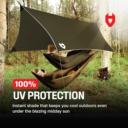 Rain Fly 12x10 Lightweight Survival Camping Tarp; 100% Waterproof; Makes a Great Backpacking Tarp or Hammock Shelter; Comes in Multiple Colors, Survival Bracelet Included; OD-Green - color: 12x10 Od Green