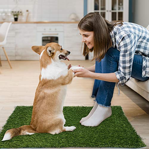 Artificial Dog Grass Pee Pad 18.75"x15" 2 Pack, Washable Indoor Potty Training Replacement Turf for Puppy, Reusable Realistic Grass Mat for Dogs - size: 18.75"x15"