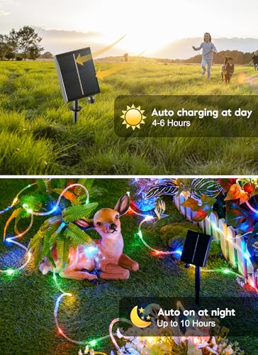 Brightown Solar String Lights Outdoor Waterproof, 18 Colors Changing 39FT Fairy Rope Light Solar Powered with Remote, 100 LEDs Multicolor Trampoline Light Rope Lighting for Outside Christmas Party - color: ‎Multicolor, size: 100 LED