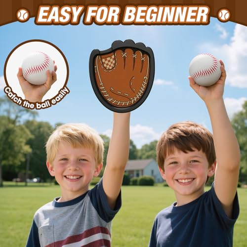 HYES Toss and Catch Ball Game, Outdoor Toys for Kids, Beach Pool Yard Games for Teens & Family, Toddler Baseball Glove Birthday Gifts for 3 4 5 6 7 8+ Year Old Boys & Girls (4 Paddles & 6 Balls) - style: 4 pack