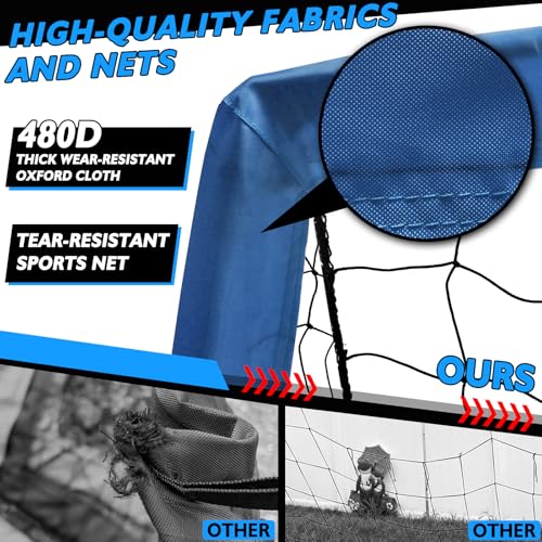 2 of 5×3 6x4 9x5 FT Portable Kids Soccer Goals Set, Foldable Soccer Practice Nets for Backyard with Carrying Bag for Toddler Youth Pop Up Soccer Training Equipment Indoor Outdoor Sports Game Gift - color: Blue+Red, style: 6x4FT