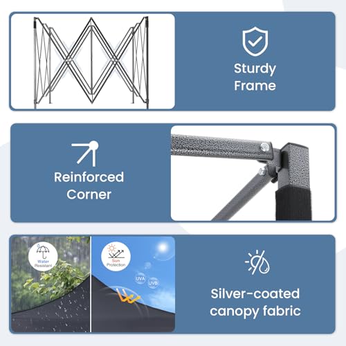 NEWBULIG 10x10 FT Pop Up Canopy Tent, Heavy Duty Outdoor Sun Shade Shelter with Sand Bags, Portable Instant Canopy for Camping, Beach, Backyard, Patio, Classic Grey - color: Classic Grey, size: 10x10FT
